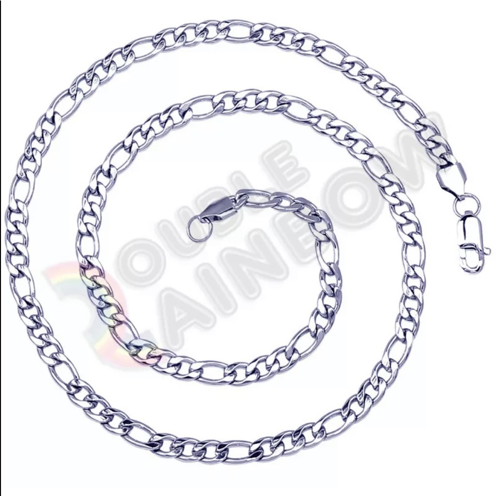 20”  Figaro stainless steel silver necklace chain
